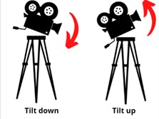 figures of cameras on tripods tilting down and up